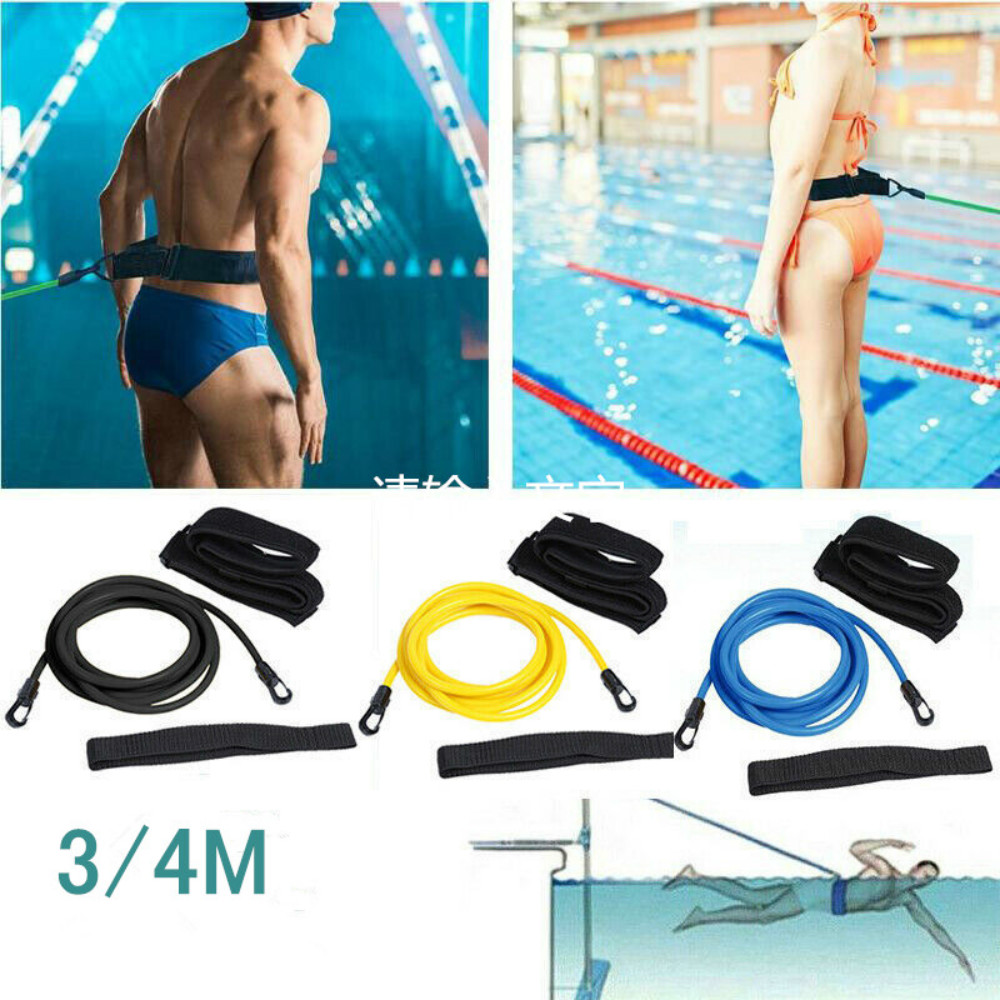 3/4m Adjustable Swim Training Resistance Elastic Belt Swimming Exerciser Safety Rope Latex Tubes Swim Tether Elastic Rope Band ► Photo 1/6