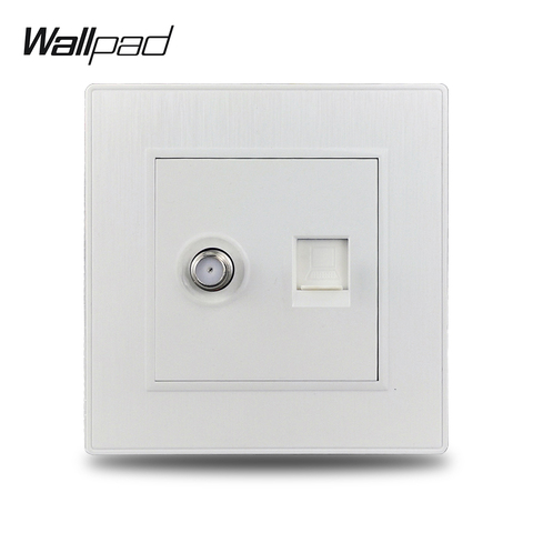 Wallpad S6 White Satellite TV Antenna Socket Ethernet Internet Data RJ45 CAT6 Wiring Outlet Wall Socket Brushed PC Plastic ► Photo 1/5