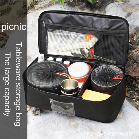 Outdoor camping storage bag picnic basket cooker pot gas tank tableware Canister self-driving bbq camping travel meal carry bag ► Photo 1/6