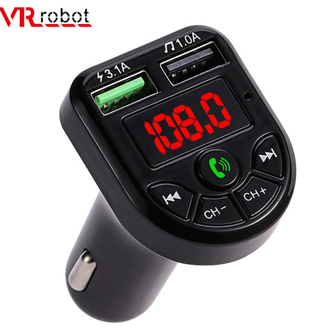 VR robot FM Transmitter Bluetooth Car MP3 Audio Player Handsfree Car Kit 5V 3.1A Dual USB Charger 12-24V TF U Disk Music Player ► Photo 1/6