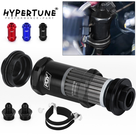 Hypertune - AN6 / AN8 / AN10 Inline PQY Fuel Filter E85 Ethanol With 100 Micron Stainless steel element and PQY sticker ► Photo 1/6