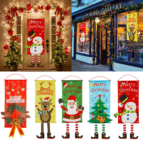 Merry Christmas Porch Door Banner Hanging Ornament Christmas Decoration For Home Xmas Navidad 2022 Happy New Year 2022 ► Photo 1/6