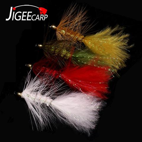 Jigeecarp 4pcs Crystal Bead Head Wooly Bugger Streamer Fly Size 4 6 8 Fly fishing for Grass Carp Trout Flies Fishing Lure ► Photo 1/6