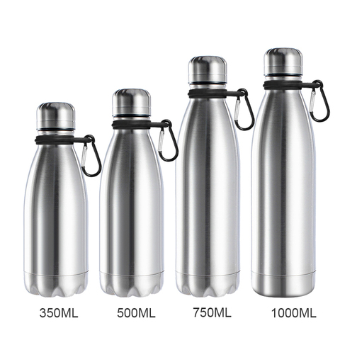 1000ml Sports Stainless Steel Water Bottle Cycling Hiking Bottles with Carabiner Ring Kids School Drinkware 350/500/750ml ► Photo 1/6