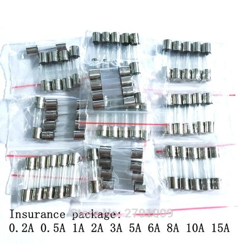 50PCS/LOT 10 Kinds 5x20mm Fast Glass Fuse Kit In Package 0.2A 0.5A 1A 2A 3A 5A 6A 8A 10A 15A /250V 5*20 Insurance Tube Package ► Photo 1/6
