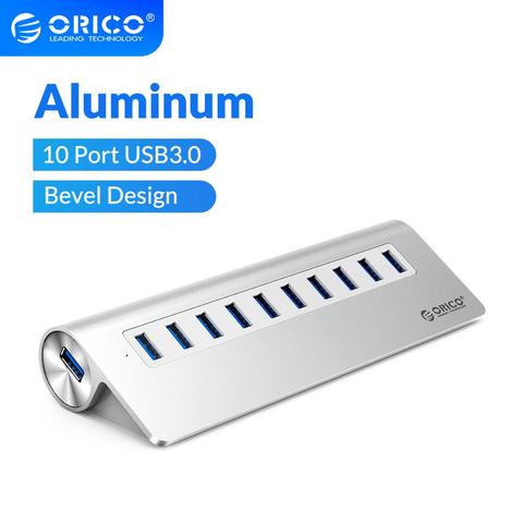 ORICO Aluminum Bevel Design Multi 10 Port USB 3.0 HUB High Speed Splitter With 12V Power Adapter ForMacbook Computer Accessories ► Photo 1/6