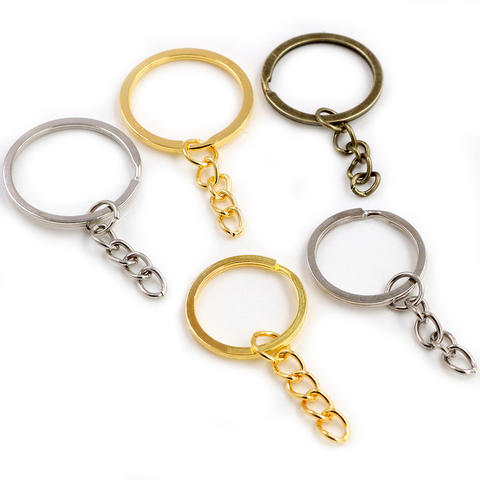 Nickel Plated Key Chain Rings W/ Chain & Split Rings Jewelry Connectors 50  Pcs