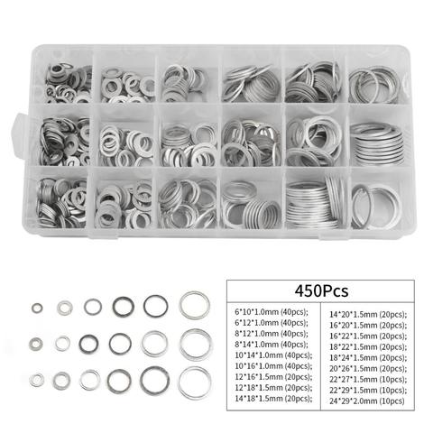 450Pcs Assorted Gaskets Washers Gasket Aluminum Flat Metal Washer Gasket Assorted Aluminum Sealing Rings Set With Case ► Photo 1/6