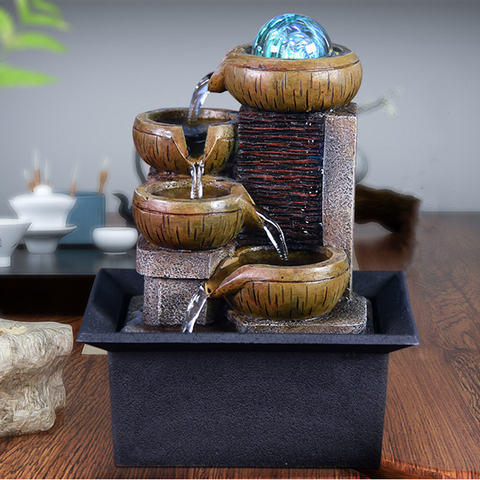 Gifts Desktop Water Fountain Portable Tabletop Waterfall Kit Soothing Relaxation Zen Meditation Lucky Fengshui Home Decorations ► Photo 1/6