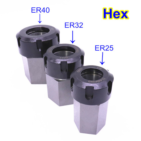 1PCS Hard Steel Hex ER25 ER32 ER40 Collet Chuck Block Hex Shank Spring Chuck Collet Holder For CNC Lathe Engraving Machine ► Photo 1/6