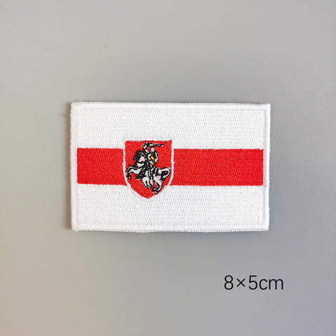 White Knight Pagonya Flag Full 100% Embroidery Patch Badge 8*5 cm Belarus Flag ► Photo 1/2
