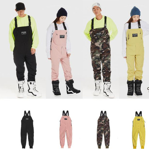 Man And Women'S Essential Insulated Bib Drawstring Design Snowboard Pants Strap Jumpsuit Broadcloth Pants Cotton Overalls Pants ► Photo 1/6