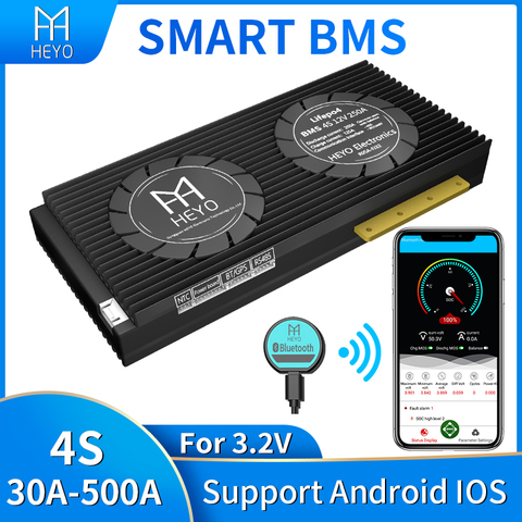 LiFePo4 smart bms 4s 30A 40A 60A 100A for lithium battery pack rated 3.2V 12V with bluetooth UART usb to PC terminal NTC balance ► Photo 1/6