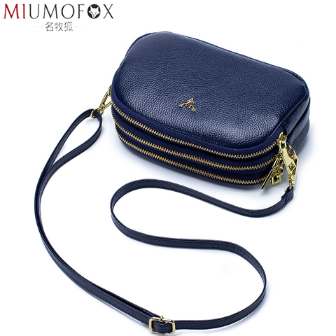 Stylish Three-Layer Zipper Cow Leather Shoulder Bag Women's Luxury Handbags Crossbody Bag Women Phone Messenger Wallet Small Bag ► Photo 1/6