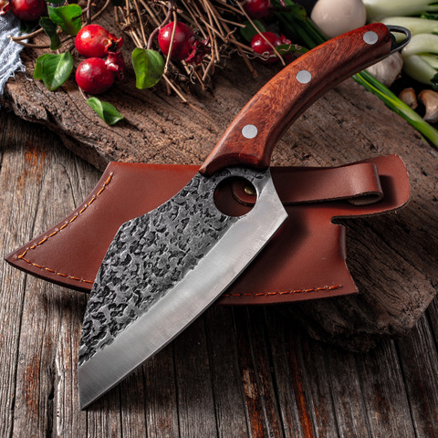 Handmade Forged Meat Cleaver Small Kitchen Knife Slicing Knife Portable Forged Meat Knife Multi-purpose Sharp Tactical Knife ► Photo 1/6