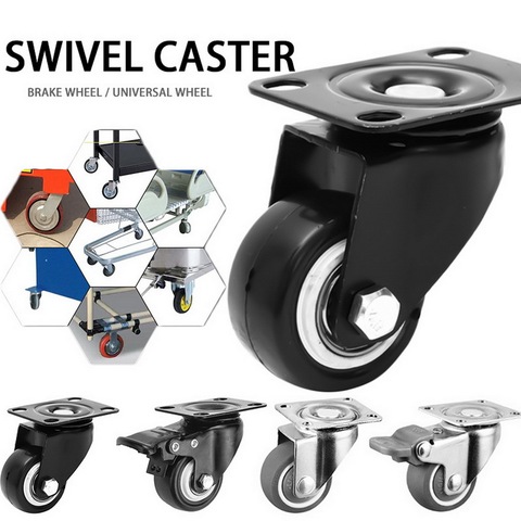 4pcs  Wheels Soft Rubber Swivel Caster Wheel For Platform Trolley Chair
