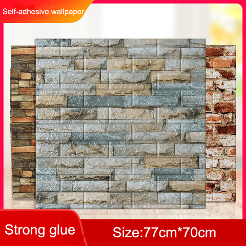 GYEY 3D Brick Wall Stickers DIY Decor Self-Adhesive Waterproof Wallpaper For Kids Room Bedroom 3D Wall Sticker Brick 77CM*70CM ► Photo 1/6