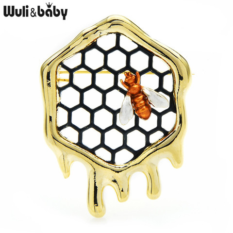 Wuli&baby New Design Honeycomb Bee Brooches Enamel Insect Party Causal Brooch Pins Gifts ► Photo 1/4