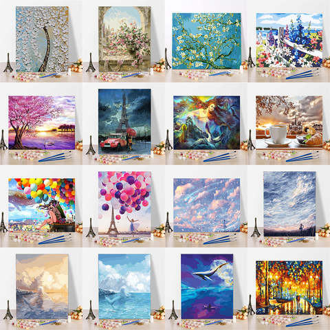 Imagine Scenery Paint By Numbers Hand Painted Home Decor Kits Drawing Canvas DIY Oil Coloring Painting Pictures By Numbers ► Photo 1/6
