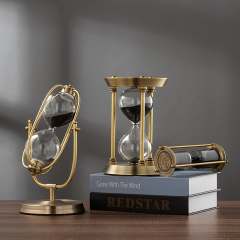 European Retro Metal Hourglass Empty Sandglass Sand Clock Timer Living Room Office Desktop Decoration DIY Ornaments ► Photo 1/6