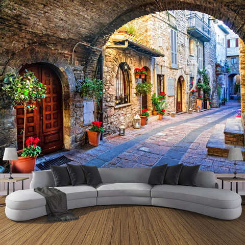 Non-woven Wallpaper Custom Photo Wall Paper Mural 3D Italian Town Street View European Landscape Wall Covering Papel De Parede ► Photo 1/6