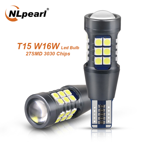 NLpearl 2x Signal Lamp W16W LED T15 921 912 Bulb Super Bright 3030 27SMD T15 Led Canbus Auto Backup Reserve Lights Tail Lamp 12V ► Photo 1/6
