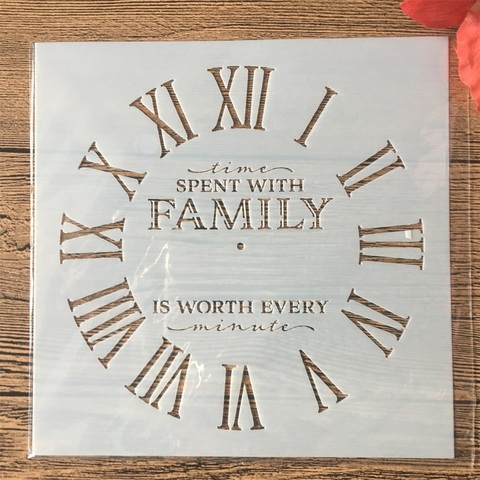 New 15*15cm Clock Family Dial DIY Layering Stencils Painting Scrapbook Coloring Embossing Album Decorative Card Template ► Photo 1/2