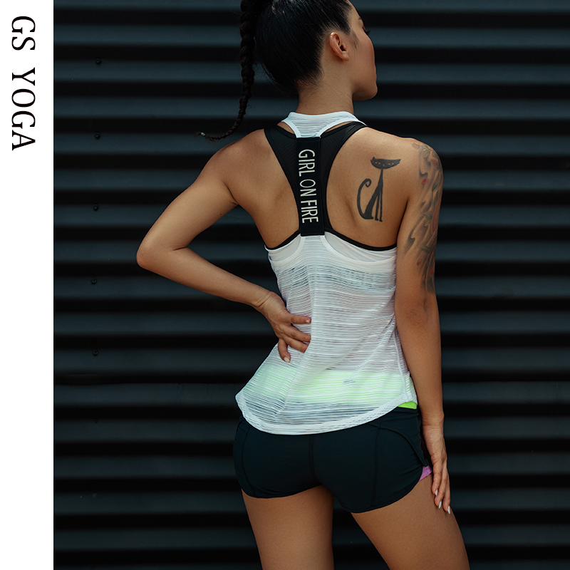 Sleeveless Fitness Running Shirt Gym Sport Vest Womens Open Back Yoga Tank Tops 