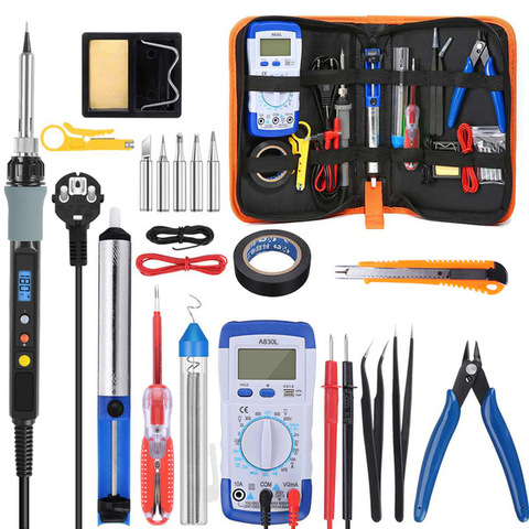 220V 80W Digital Soldering Iron kit Adjust Temperature Desoldeirng Pump With Multimeter 5pcs Soldering Tips Tool Kit ► Photo 1/6