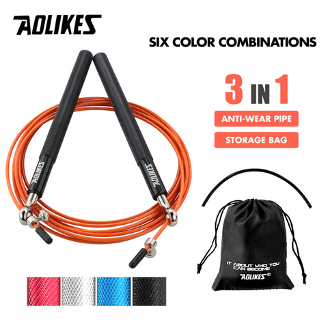 AOLIKES 1PCS Crossfit Speed Jump Rope Professional Skipping Rope For MMA Boxing Fitness Skip Workout Training With Carrying Bag ► Photo 1/6