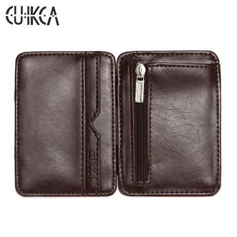 CUIKCA  Magic Wallet Thread Unisex Wallet Magic Money Clip Zipper Purse Slim Leather Wallet Business ID Credit Card Case ► Photo 1/6