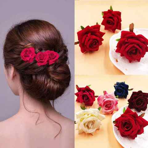 Bridal Headdress Hair Clip Flannel Rose Big Flower Hair Accessories Hair Clip Fabric Bridal Hair Accessories Hair Clip ► Photo 1/6