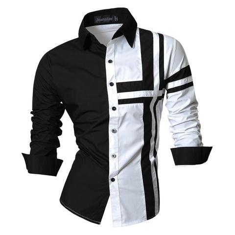 Jeansian Men's Dress Shirts Casual Stylish Long Sleeve Designer Button Down Slim Fit Z014 White ► Photo 1/6