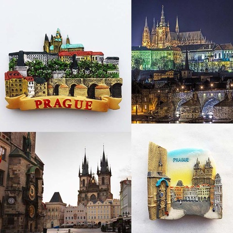 Czech Fridge Magnets Prague Landmark Building Tourist Souvenir Magnetic Refrigerator Stickers Travel Collection Home Decor Gifts ► Photo 1/6