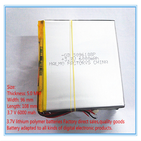 Liter energy battery 3.7V lithium polymer battery 6000 mah large-capacity PDA tablet PC MID 5096108 ► Photo 1/1