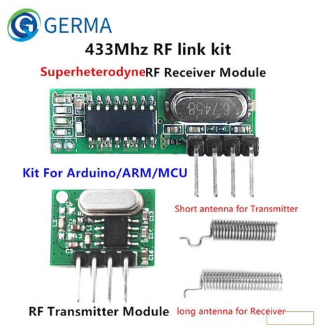 GERMA 433 Mhz Superheterodyne RF Receiver and Transmitter Module For Arduino Uno Wireless Module Diy Kit 433Mhz Remote Control ► Photo 1/6