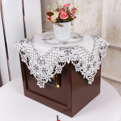 Modern Cotton Embroidered Hollow Classical Tablecloth Balcony Small Round Table Coffee Cup Pad Furniture Electrical Dust Tapete ► Photo 1/2