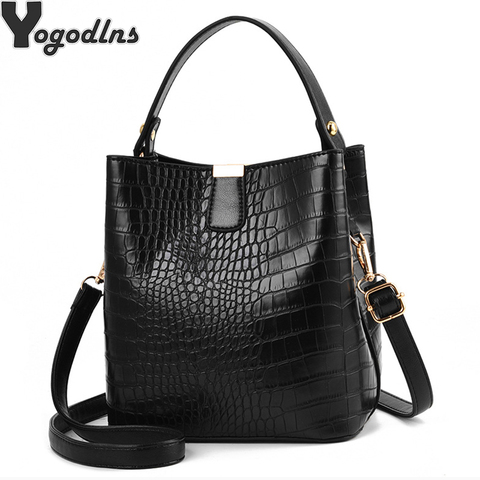 Retro Alligator Bucket Bags Women Crocodile Pattern Handbag Capacity Casual Crocodile Shoulder Messenger Bags Ladies PU Purse ► Photo 1/6