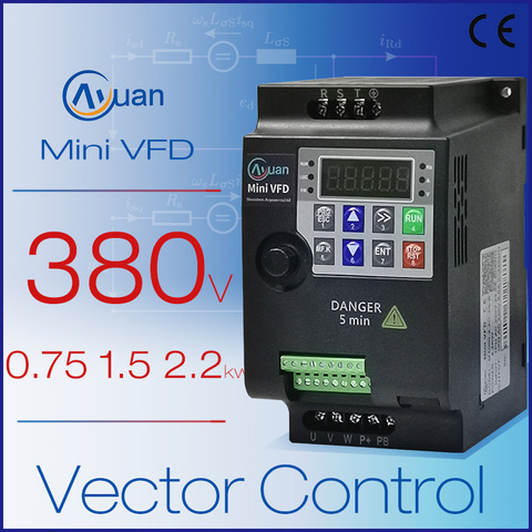 Mini vfd 0.75kw 1.5kw 2.2kw 380V vector Variable Frequency Inverter for Motor speed drive converter ► Photo 1/4