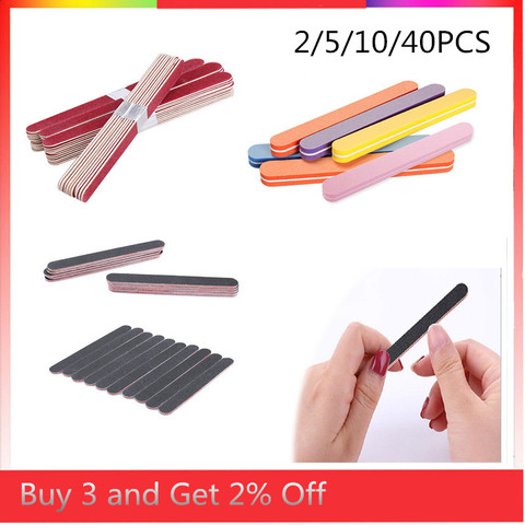 Nail File Manicure Pedicure Buffer Sanding Files Set Wood Crescent Sandpaper Grit Nail Art Tool Double Sided Thick Stick ► Photo 1/6