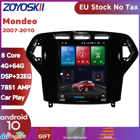 Android 10 10.4 inch vertical screen Tesla style car gps multimedia radio Bluetooth navigation player for Ford Mondeo 2007-2010 ► Photo 1/6
