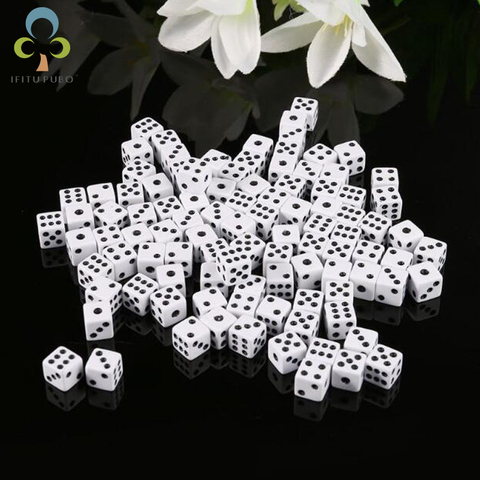 200Pcs/Lot Dices 8mm Plastic White Gaming Dice Standard Six Sided Decider Birthday Parties Board Game Drop Shipping GYH ► Photo 1/6