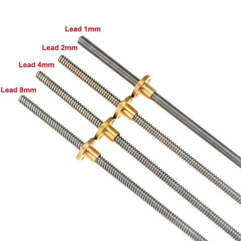 3D Printer CNC THSL-300-8D Trapezoidal Rod Lead Screw Thread 8mm T8 Lead1mm Length100mm200mm300mm400mm500mm600mm with Brass Nut ► Photo 1/1