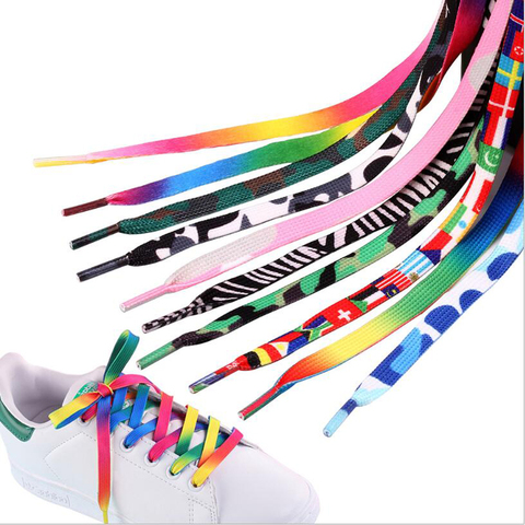 Fashion Printed shoelace decoration Pattern Colored Shoe Laces Flat Shoelace England Shoe Lace strings Bootlaces 100cm ► Photo 1/6