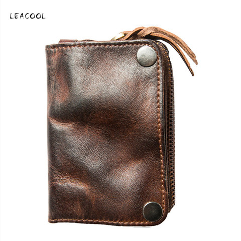 Vintage Genuine Leather Key Holder Cowhide Men Women Key Wallet Organizer Pouch Car Keychain Housekeeper Key Case Card Bag ► Photo 1/6