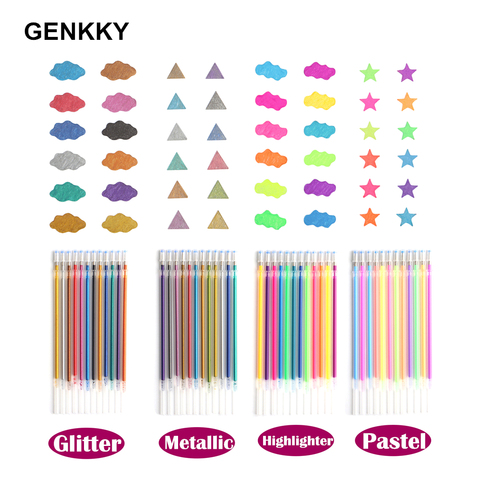 GENKKY 1.0mm Colorful Gel Pen Fluorescent Refills Color Cartridge Flash Pen Smooth Ink Painting Graffiti Pens Student Stationery ► Photo 1/6