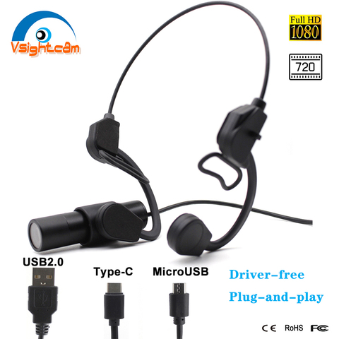 Mini Bullet Camera With Headset Bracket OTG Android Smartphone Device USB Camera Webcam For Helmet Police Webcast ► Photo 1/6