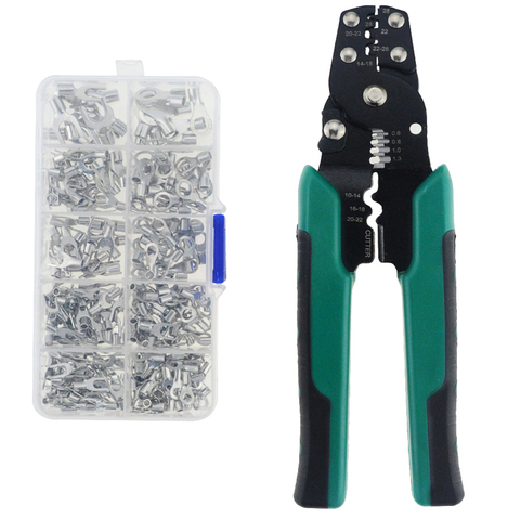 320PCS/Box 10 In 1 Terminals Non-Insulated Ring Fork U-Type Brass Terminal Assortment Kit Cable Wire Connector Crimp Tool ► Photo 1/6