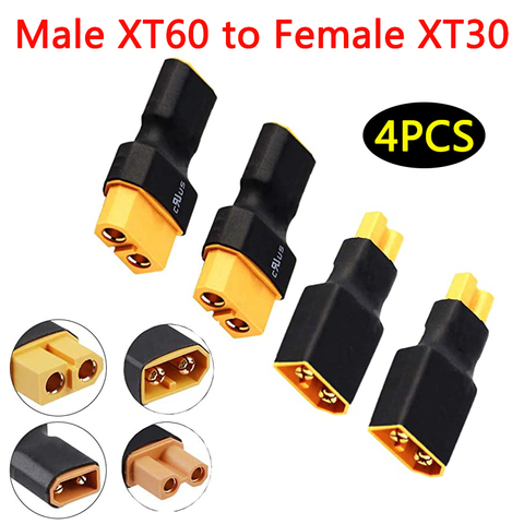 4Pcs XT60 to XT30 Plug Female Male Adapter Converter for FPV Drone RC Lipo NiMH Battery Charger ESC (2pcs Male XT60 to Female XT ► Photo 1/6