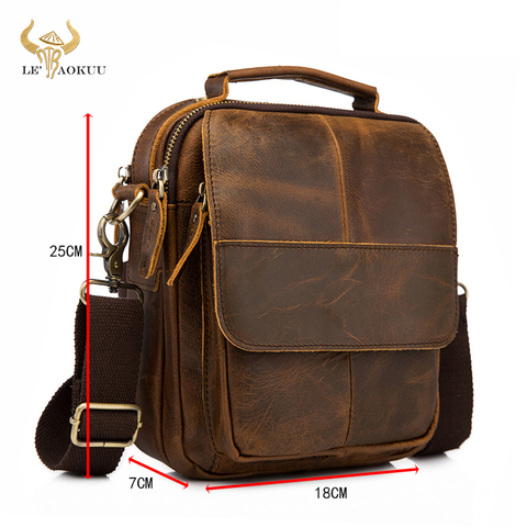 Original Leather Male Fashion Casual Tote Messenger Mochila bag Design Satchel Crossbody Shoulder bag Tablet Pouch Men 148-db ► Photo 1/6